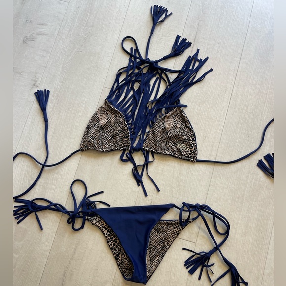 Acacia Blue Fringe Bikini - Top Large & Bottom Small - Picture 6 of 6